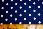 White Polka Dots On Navy Matte Nylon Spandex