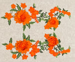 Orange Embroidered Flower Applique Pair