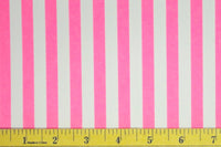 3/8" Pink & White Stripe Nylon Spandex. 4 Way Stretch
