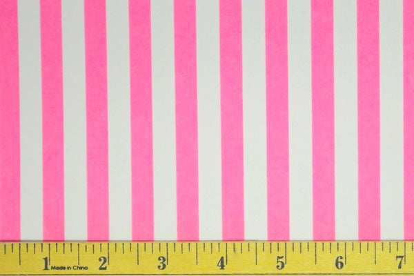 3/8" Pink & White Stripe Nylon Spandex. 4 Way Stretch