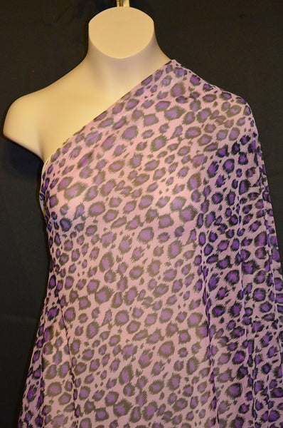Purple Leopard Stretch Mesh Print