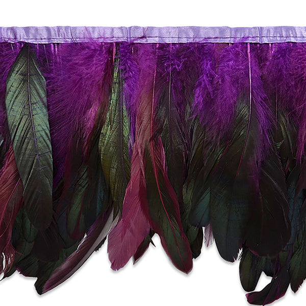6" Dyed Rooster & Black Iridescent Coque Feather Fringe - Available in 4 Colors
