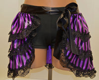 Purple & Black Stripe Satin Bustle Skirt