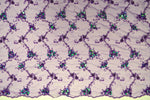 Purple Mesh With Embroidery Sequins & Beads - Border On Both Edges