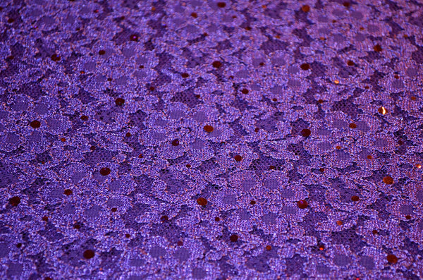Purple w/ Purple Hologram Dots 2-Way Stretch Lace