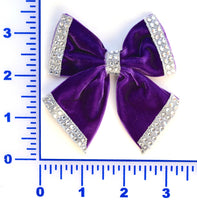 3" Velvet Bow With Rhinestone Trim - 7 Colors Available - Pack of 6
