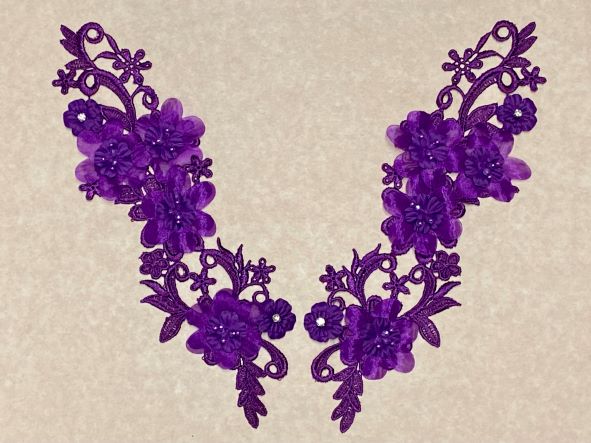 Purple Appliqué Pair With Beads And Rhinestones
