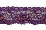 Purple 2" Stretch Lace w/Sequins & Beads