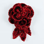 Red 3 Dimensional Sequin Beaded Rose Appliqué