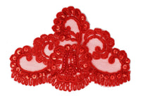 Red Beaded Lace Appliqué