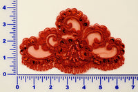 Red Beaded Lace Appliqué