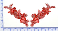 Pair Appliqués With Sequins, Beads And Silver Metallic Edging - 6 Colors Available