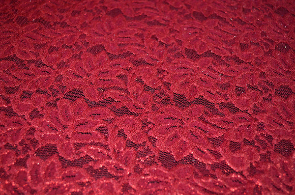 Dark Red Metallic 2-Way Stretch Lace