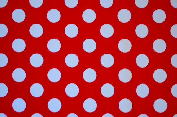 White Polka Dots On Red Nylon Spandex