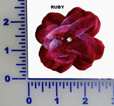 2 1/2" Rose With Beads and Rhinestone Center - 4 Colors Available - Individual or 12 Packs