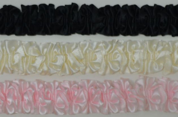 1 1/4" Ruffled Stretch Satin Ribbon - 6 Colors Available