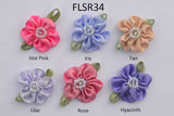 3/4" Beaded Satin Flower - 6 Colors Available - 12 Pack