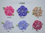 2" Beaded Satin Flower - 6 Colors Available - 12 Pack