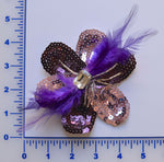 Purple Sequin Flower Brooch With Rhinestone Center & Flower