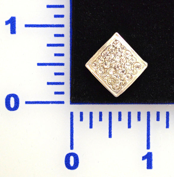Silver Square Rhinestone Button - Individual or 12 Pack