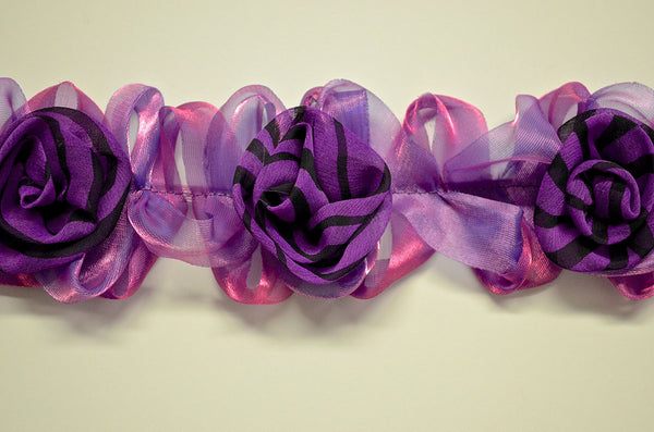 Purple Print Stretch Flower Trim