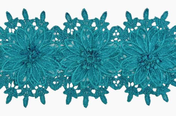 Turquoise Metallic Lace & Organza Trim