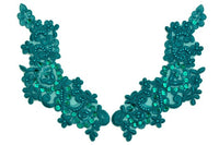 Teal Appliqué Pair With Sequins And Beads