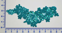Teal Appliqué Pair With Sequins And Beads