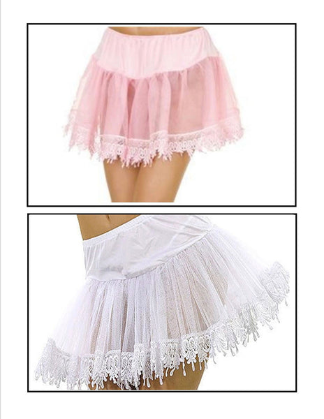 Net Petticoat With Teardrop Lace Trim - 3 Colors Available