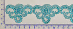 Turquoise Beaded Lace Trim With Sequins & Beads