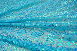 Turquoise Sequin Stretch Lace
