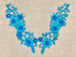 Turquoise Appliqué Pair With Beads And Rhinestones