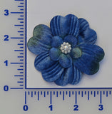 3" Velvet Flower With Pearl Bead Center - 7 Colors Available - Individual or 12 Packs