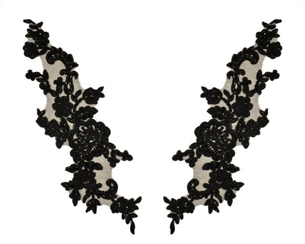 Black X Large Pair Appliqués With Sequins And Beads