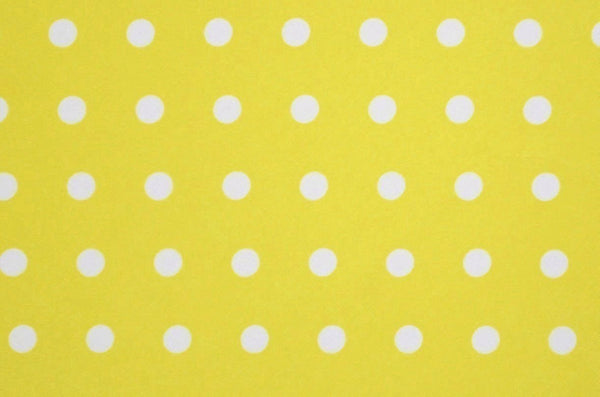 White 1/4" Polka Dots On Yellow Poly Spandex