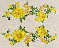 Yellow Embroidered Flower Applique Pair