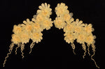 Pale Yellow Flower Appliqué Pair With Beads